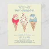 バジェットアイスクリームコーン70th誕生日招待状 (正面)