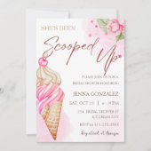 バジェットアイスクリームスコップアップピンクブライダルシャワー 招待状 (正面)