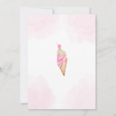 バジェットアイスクリームスコップアップピンクブライダルシャワー 招待状 (裏面)