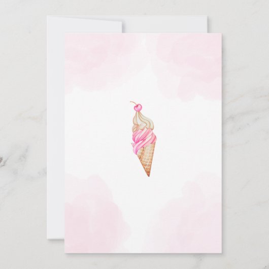 バジェットアイスクリームスコップアップピンクブライダルシャワー 招待状 (裏面)