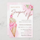バジェットアイスクリームスコップアップピンクブライダルシャワー 招待状 (正面/裏面)