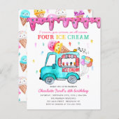 バジェットアイスクリームトラック4th夏子供の誕生日 (正面/裏面)