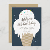 バジェットアイスクリーム子供の誕生日パーティの招待状 ポストカード (正面/裏面)