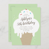 バジェットアイスクリーム子供の誕生日パーティの招待状 ポストカード (正面/裏面)