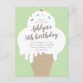 バジェットアイスクリーム子供の誕生日パーティの招待状 ポストカード (正面)