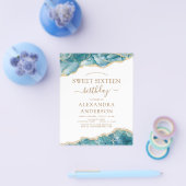 バジェットアガテスウィート16ティール(緑がかった色)金ゴールド招待状 チラシ (シングル)