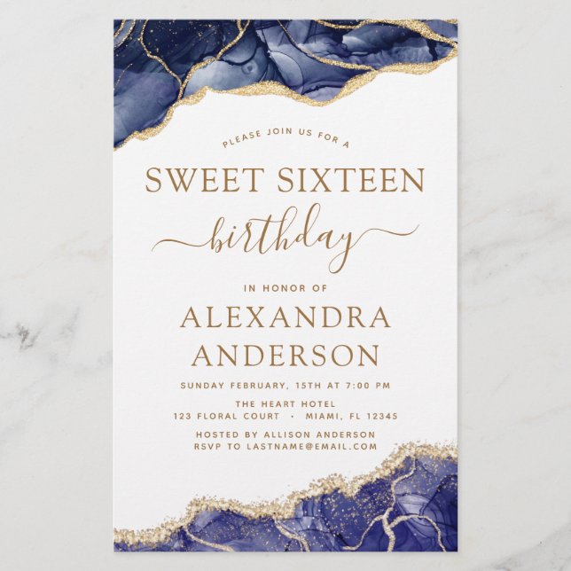 バジェットアガテスウィート16ネイビーブルー金ゴールド (正面)