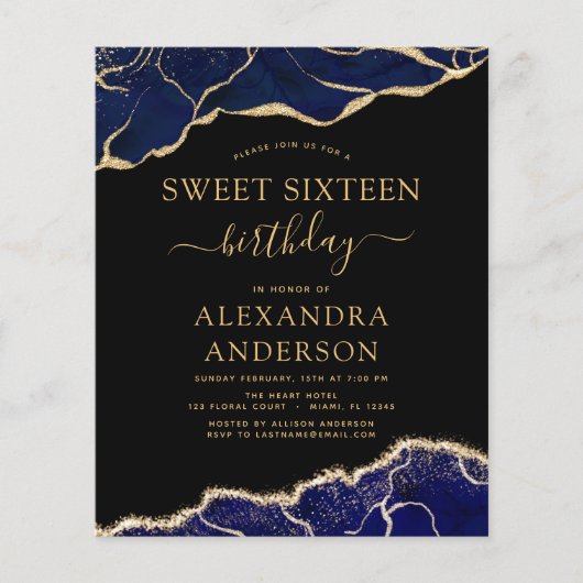 バジェットアガテスウィート16ネイビーブルー金ゴールド チラシ (正面)