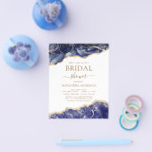 バジェットアガテネイビーブルー金ゴールドブライダルシャワー チラシ (シングル)