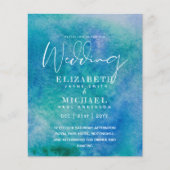 バジェットアクアウォーターカラーウェディング招待海ビーチ (正面)