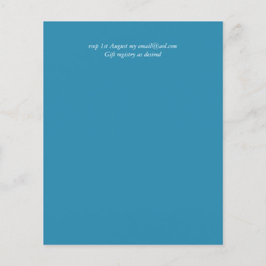 バジェットアクアウォーターカラーウェディング招待海ビーチ (裏面)