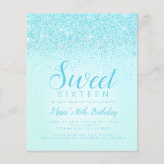 バジェットアクアグリッター、スウィート16招待状