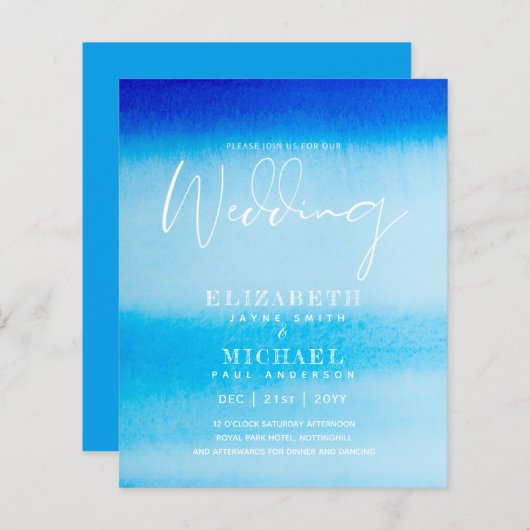 バジェットアクア海ウェディング招待ビーチ先 (正面/裏面)