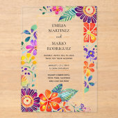 バジェットアクリル澄んフィエスタ結婚フローラ アクリル招待状 (正面)