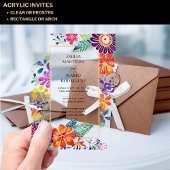 バジェットアクリル澄んフィエスタ結婚フローラ アクリル招待状