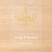 バジェットアクリル澄ん金ゴールドライツラグジュアエレガントリー アクリル招待状 (正面)