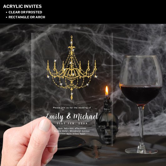 バジェットアクリル澄ん金ゴールドライツラグジュアエレガントリー アクリル招待状