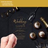 バジェットアクリル澄ん金ゴールド文字エレガントな結婚式 アクリル招待状