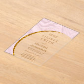 バジェットアクリ結婚ルの埃っぽい赤面ピンク金ゴールドシック アクリル招待状 (レイダウン)