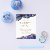 バジェットアゲイト海軍ブルー誕生日パーティー任意の年齢 チラシ (シングル)