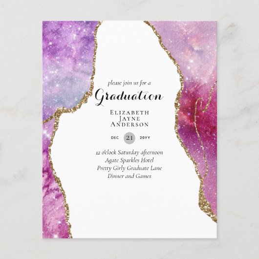 バジェットアゲテエクシデーションパーティー招待状グリッターグラム (正面)