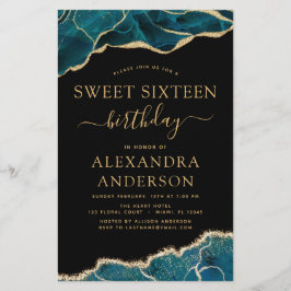 バジェットアゲートターコイズスウィート16ティール（緑がかった色）金ゴールド