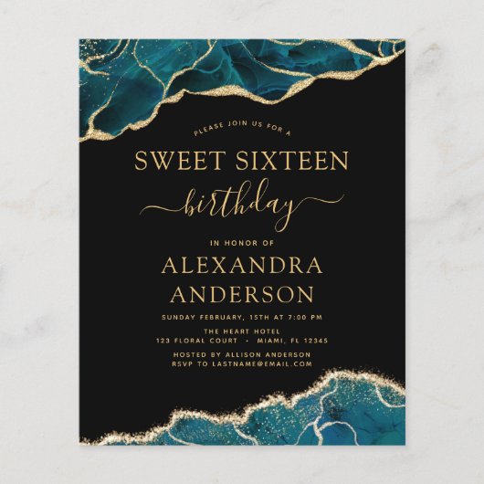 バジェットアゲートターコイズスウィート16ティール(緑がかった色)金ゴールド チラシ (正面)