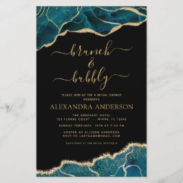 バジェットアゲートティール（緑がかった色）ブランチ&バブリーブライダルシャワー