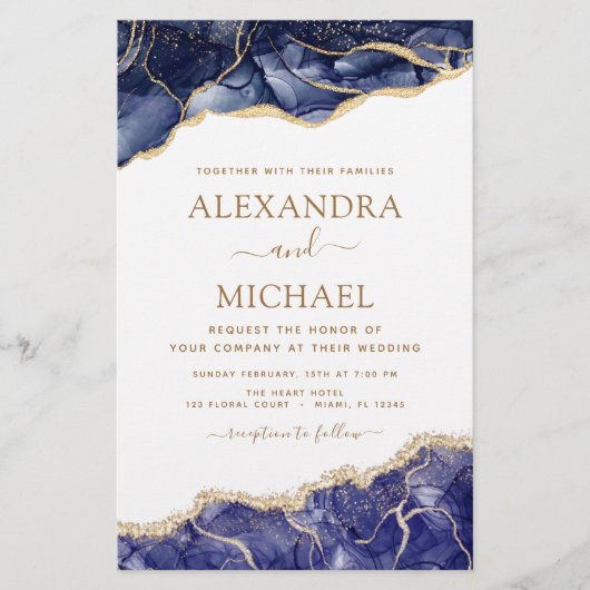 バジェットアゲートネイビーブルー金ゴールドブルー結婚ズ (正面)