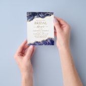 バジェットアゲートネービーブルー金ゴールドブライダルシャワー チラシ (手)