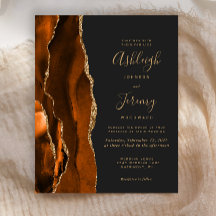 バジェットアゲートバーンドオレンジダーク結婚式招待状