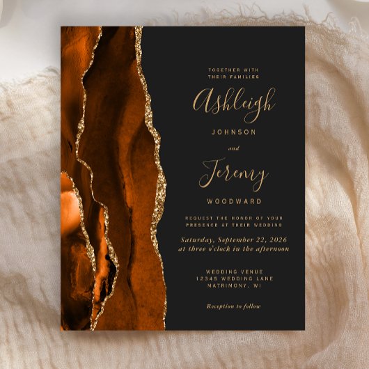 バジェットアゲートバーンドオレンジダーク結婚式招待状