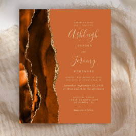 バジェットアゲートバーンドオレンジブラウン結婚式招待状