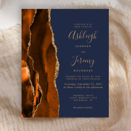 バジェットアゲートバーンドオレンジブルー結婚式招待状