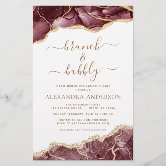 バジェットアゲートブルガンディ金ゴールドブランチ&バブリー (正面)