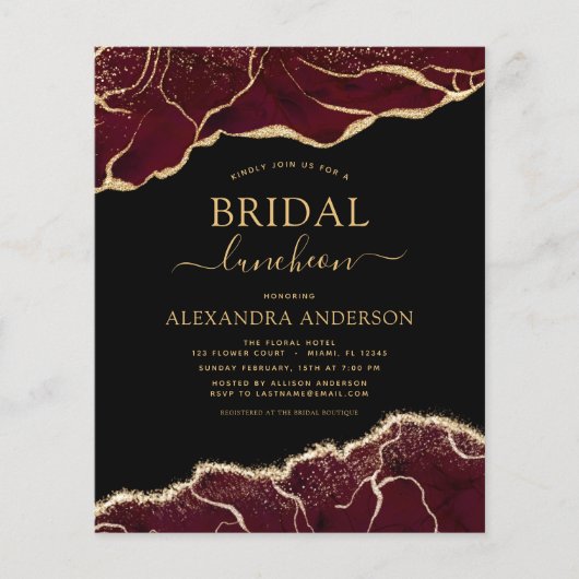 バジェットアゲートブルゴーニュブライダルシャワールンチョン金ゴールド チラシ (正面)