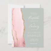 バジェットアゲート赤面セージグリーン結婚式招待状 (正面)