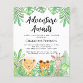 バジェットアドベンチャーワアウェイズアニマルベビーシャワー招待状 (正面)