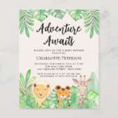 バジェットアドベンチャーワアウェイズアニマルベビーシャワー招待状 (正面)