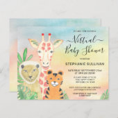 バジェットアニマルズバーチャルベビーシャワー招待状 (正面/裏面)