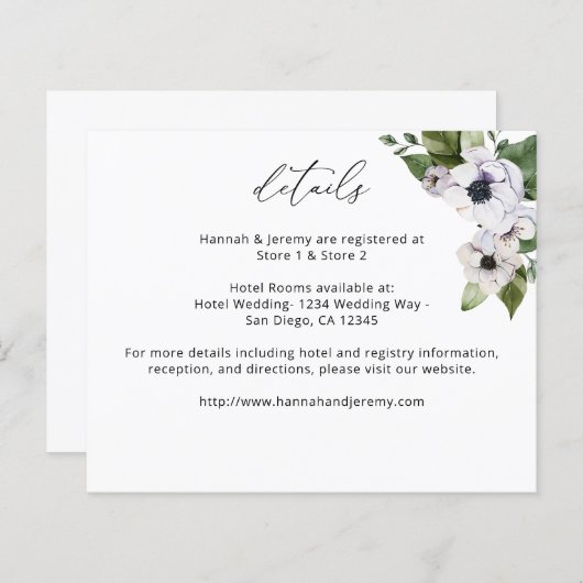 バジェットアネモネホワイトフローラ詳細 (正面/裏面)