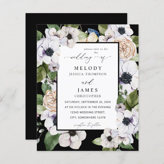 バジェットアネモネ白結婚フローラズ – 黒 (正面/裏面)