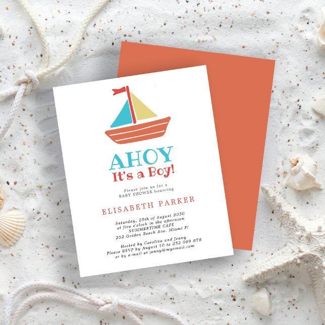 バジェットアホイその男の子の赤ちゃんのシャワー招待状 (クリエイターアップロード済み)