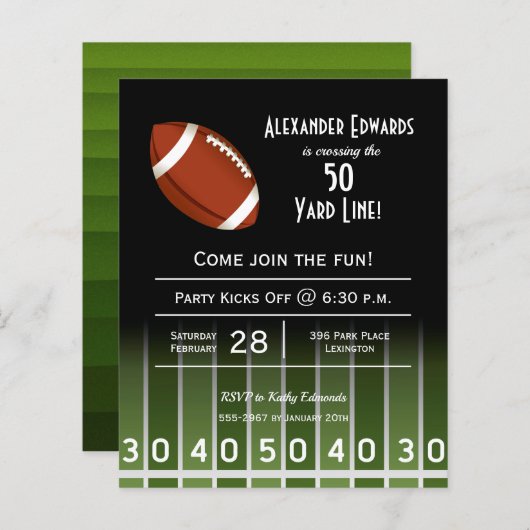 バジェットアメリカンフットボール誕生日招待状 (正面/裏面)