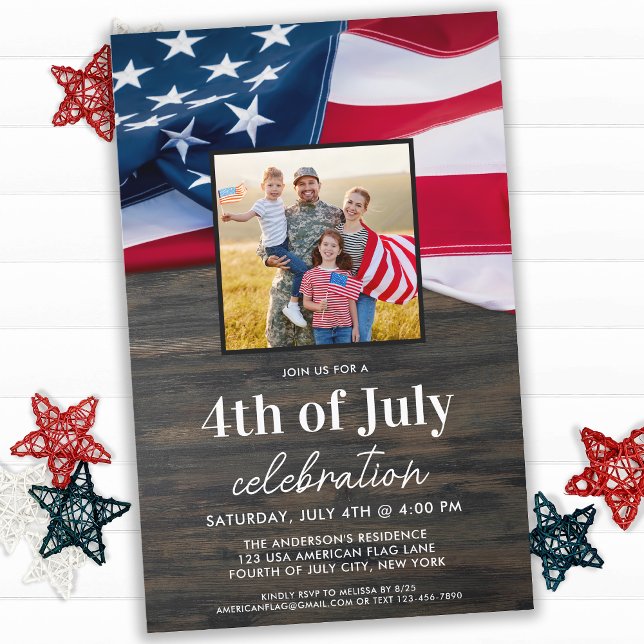 バジェットアメリカ国旗の写真7月の4thパーティー招待 (クリエイターアップロード済み)