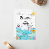 バジェットアンダーザシースイミングシャーク海誕生日 ノートカード (正面/裏面インサイチュ)