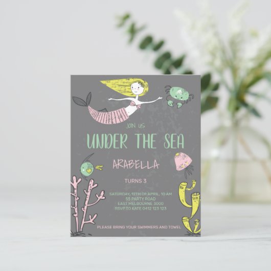 バジェットアンダーザシーマーメイド誕生日招待状 (スタンド正面)