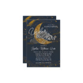 バジェットアンダーザスターズブルー金ゴールドムーンキンセアニェラ ノートカード (正面/裏面インサイチュ)