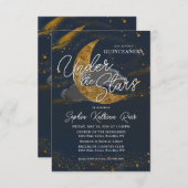 バジェットアンダーザスターズブルー金ゴールドムーンキンセアニェラ ノートカード (正面/裏面)