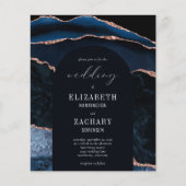 バジェットアーチネイビーバラ金ゴールド結婚式招待状 (正面)